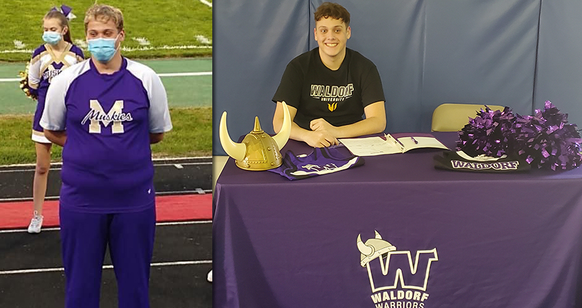 Waldorf cheerleading adds co-ed dimension to team, signs Tyson Sample to Letter-of-Intent