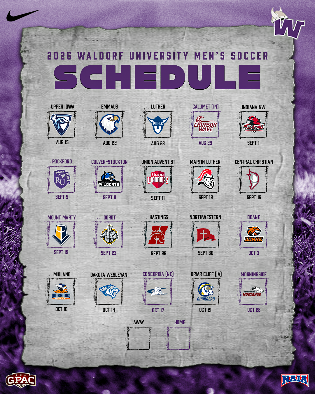 Waldorf University Men&rsquo;s Soccer Announces 2026 Schedule
